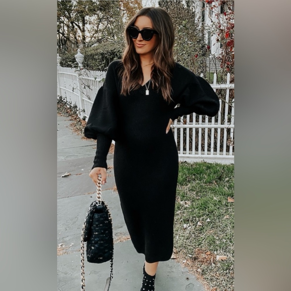 Express Black Long Sleeve Dress